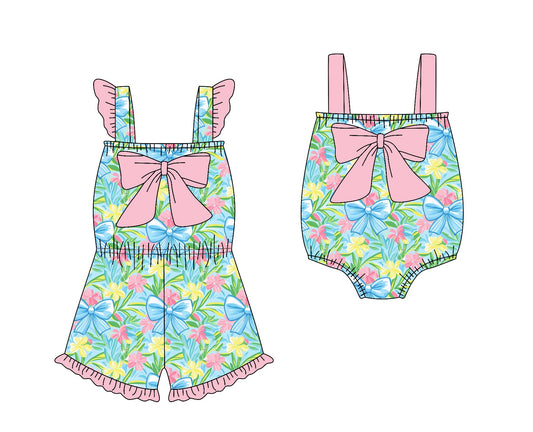 Baby Girl Flower Bows Sibling Romper Jumpsuit ( Moq 5 Each Style ) 1.23