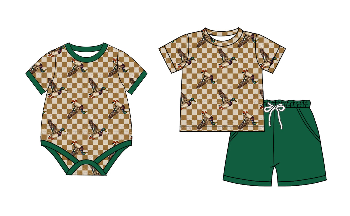 Baby Boy Ducks Checked Sibling Romper Set ( Moq 5 Each Style ) 2.18