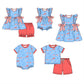 Baby Boy Girl July 4th Flags Crawfish Sibling Dress Romper Clothes Set ( Moq 5 Each style ) 11.27
