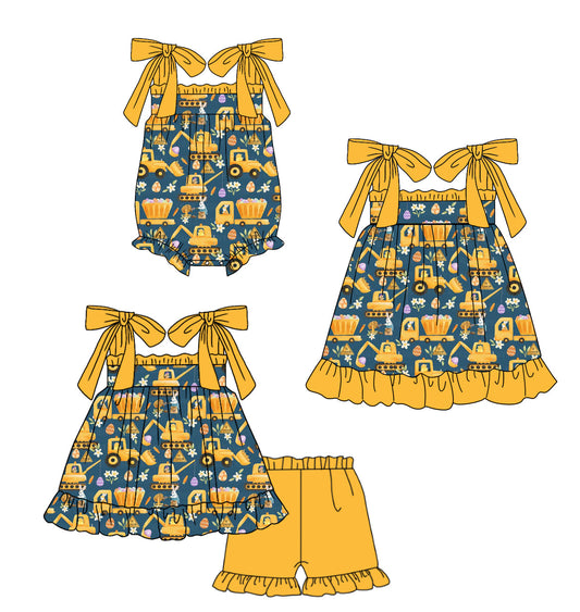 Baby Girl Straps Sibling Romper Dress Set ( Moq 5 Each Design ) 12.12