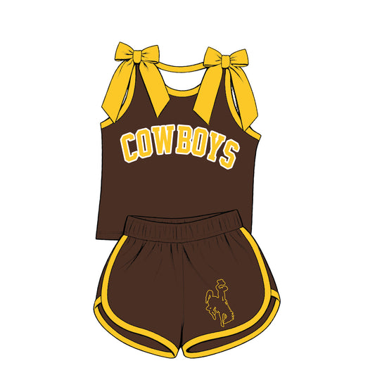 ( Moq 5 ) Baby Girls Kids Sleeveless Bows Shirt Shorts Team Set Clothes
