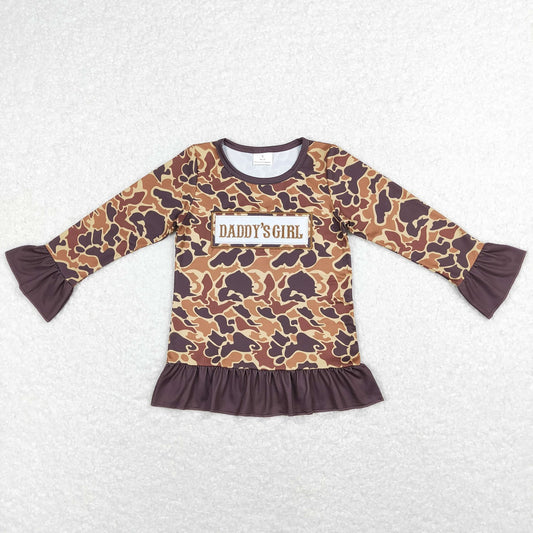 GT0404 Baby Kids Long Sleeves Daddy's Girl Embroidery Camo Shirt Tops