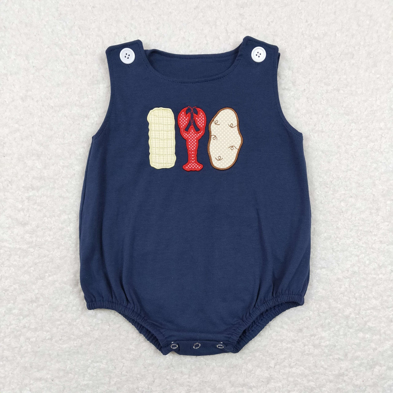 GSSO0452 Baby Girl Embroidery Crawfish Tops Plaid Ruffle Shorts Set