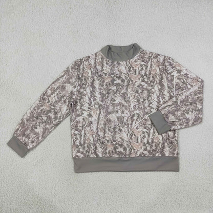 Sibling Baby Kids Adult Women Long Sleeves Camo Romper Leaves Shirt Yoga Active Mock Neck Clothes RTS