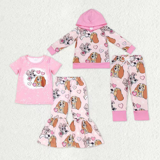 Sibling Baby Girls Kids Dogs Hearts Valentine Clothes Sets RTS