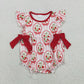 Baby Girls Infant Short Sleeves Strawberry Floral Bows Bubble Romper RTS