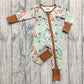 Baby Boy Long Sleeves Dogs Ducks Baseball Zipper Green Romper RTS