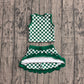 ( No moq ) Baby Girls Kids Green Checked Tops Scallop Skirt Shorts Yoga Active Set Clothes