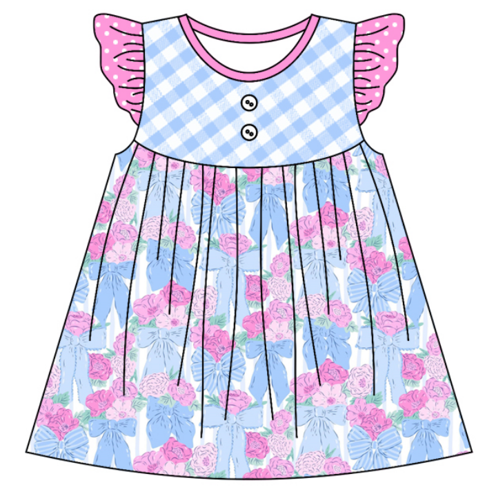 Baby Boy Girl Bows Flower Sibling Matching Dress Romper Clothes Set ( Moq 5 Each style )