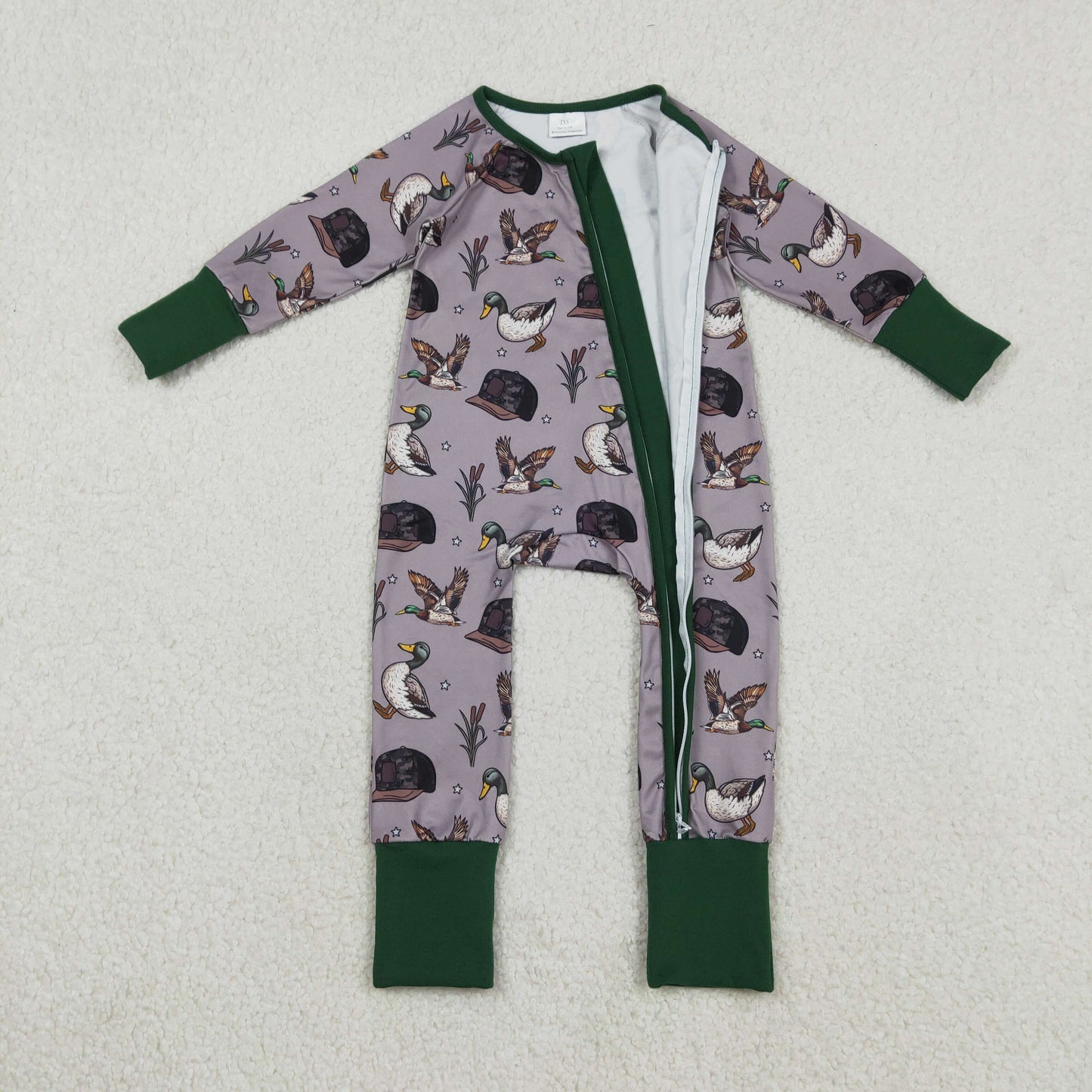 Baby Boys Long Sleeves Ducks Hats Hunting Zipper Sleeper Romper RTS