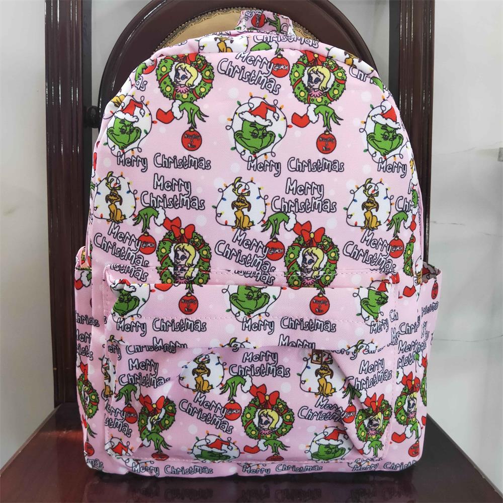 BA0148 Baby Girl Christmas Face Pink Bag Backpack