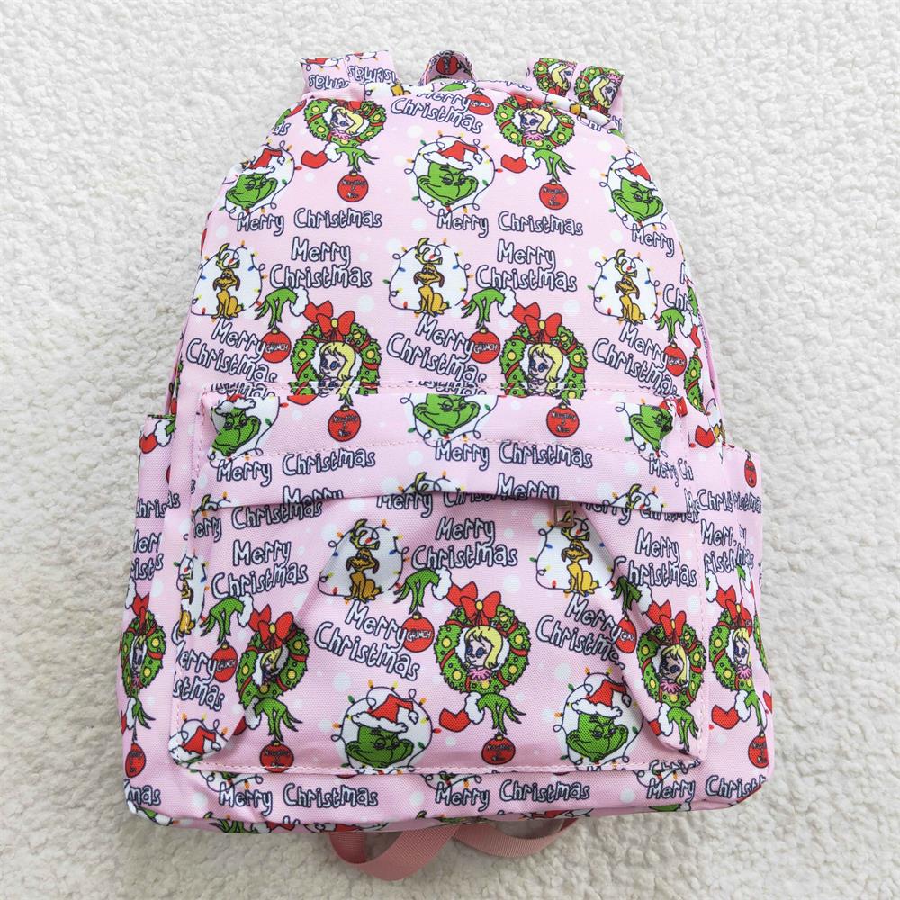 BA0148 Baby Girl Christmas Face Pink Bag Backpack