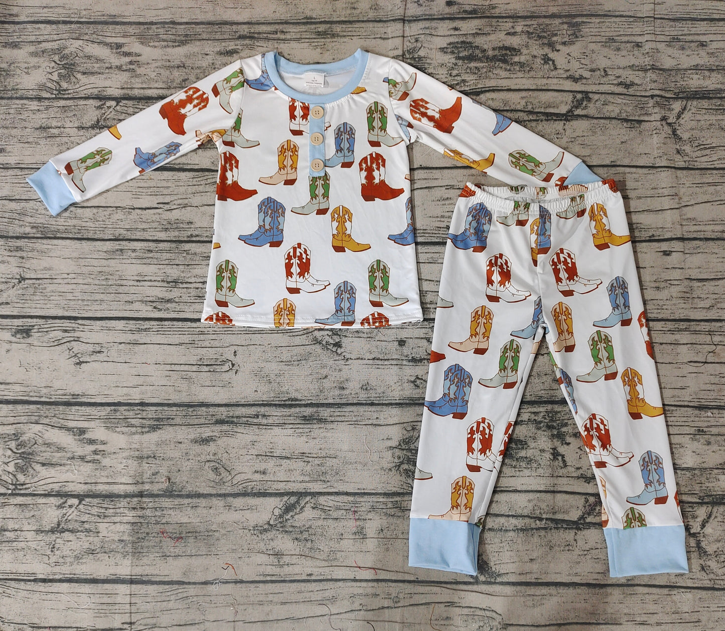 No moq Pre-order BLP0442 Baby Boy Western Boots Shirt Pants Set Pajamas