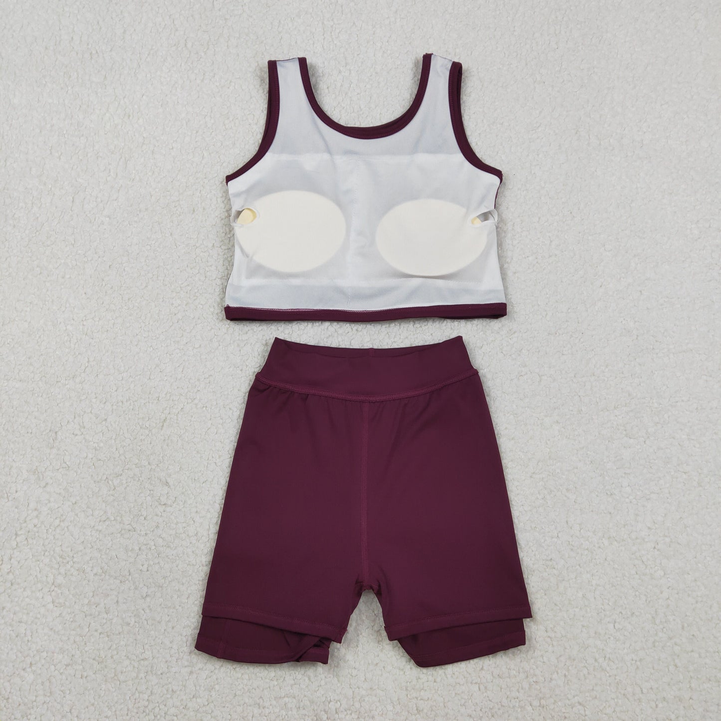 Baby Girls Kids Sleeveless Dark Red Tops Shorts Skirt Yoga Active Set RTS