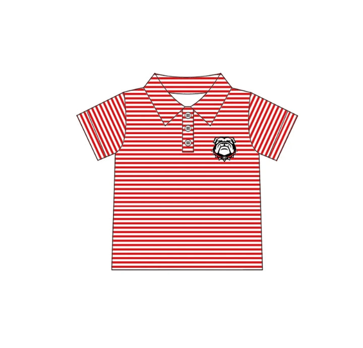 Baby Boy Short Sleeves Stripes Dog Team Tee Shirt