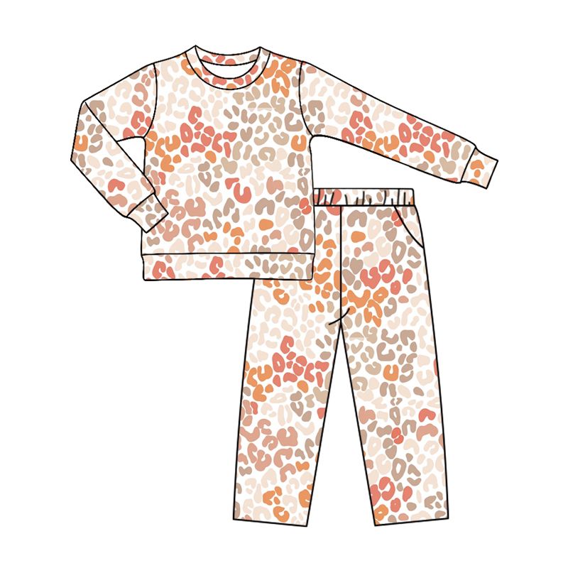( Moq 5 ) Preorder Baby Girls Toddler Long Sleeves Shirt Pockets Pants Leopard Set Clothes
