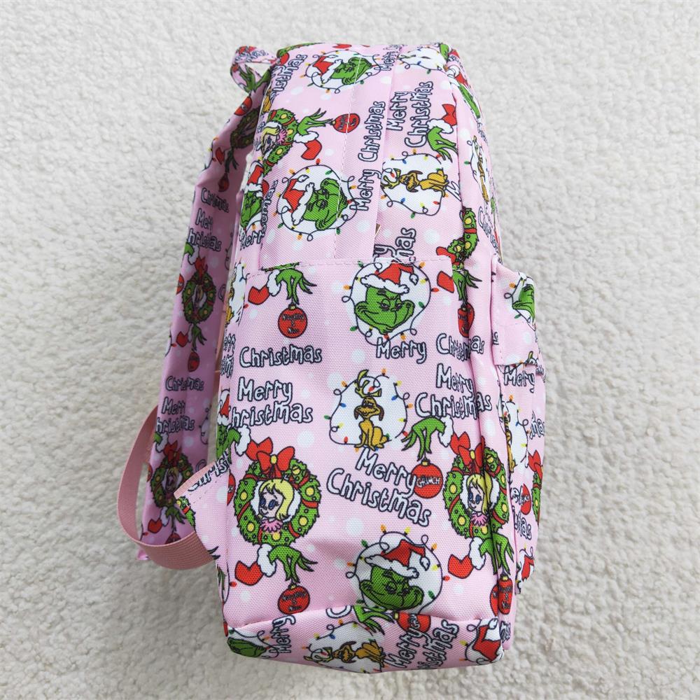 BA0148 Baby Girl Christmas Face Pink Bag Backpack