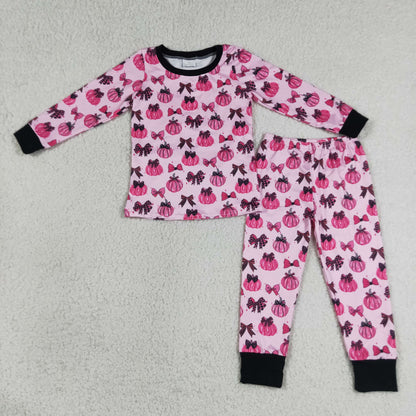 Sibling Baby Girls Kids Long Sleeves Pumpkins Bows Rompers Set Halloween Clothes RTS