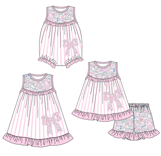 Baby Girl Bows Floral Sibling Romper Dress Set ( Moq 5 Each Style ) 1.23