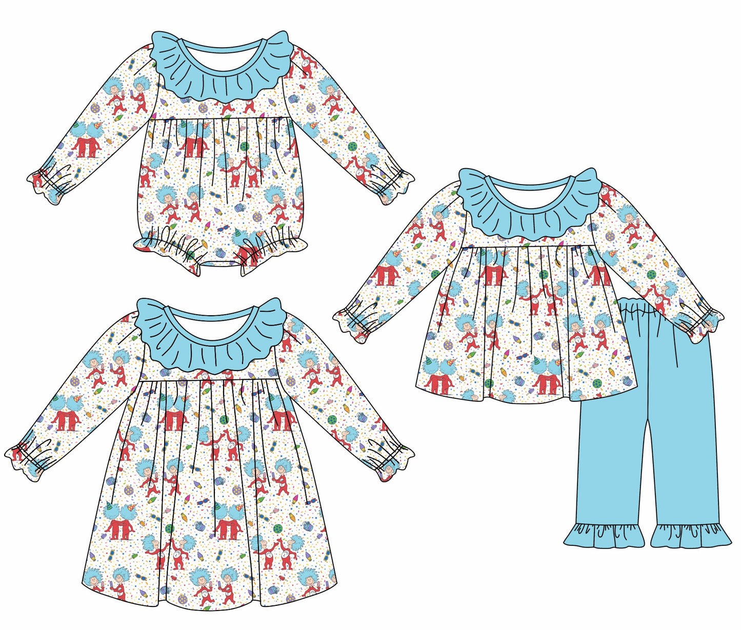 Baby Girl Long Sleeves Reading Sibling Romper Dress Clothes Set ( Moq 5 Each Design ) 12.6