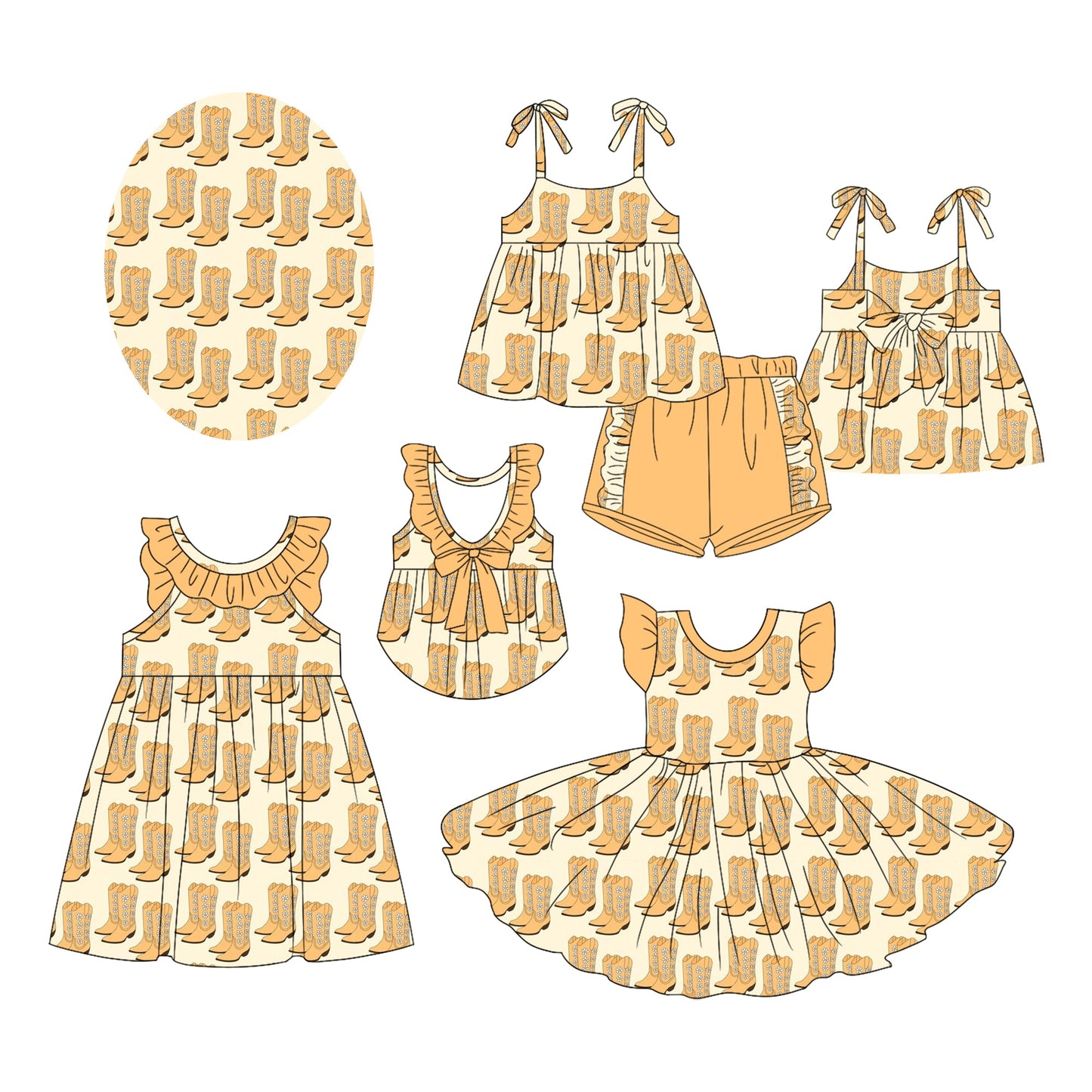 Baby Girl Western Boots Sibling Dress Set ( Moq 5 Each Style ) 2.17