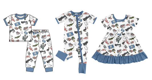 Baby Girl Short Sleeves Crawfish Blue Sibling Dress Romper Set ( Moq 5 Each Design ) 12.7