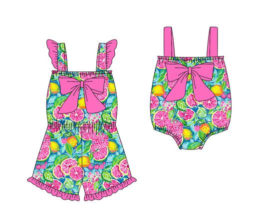Baby Girl Lemon Bows Sibling Romper Jumpsuit ( Moq 5 Each Style ) 1.23