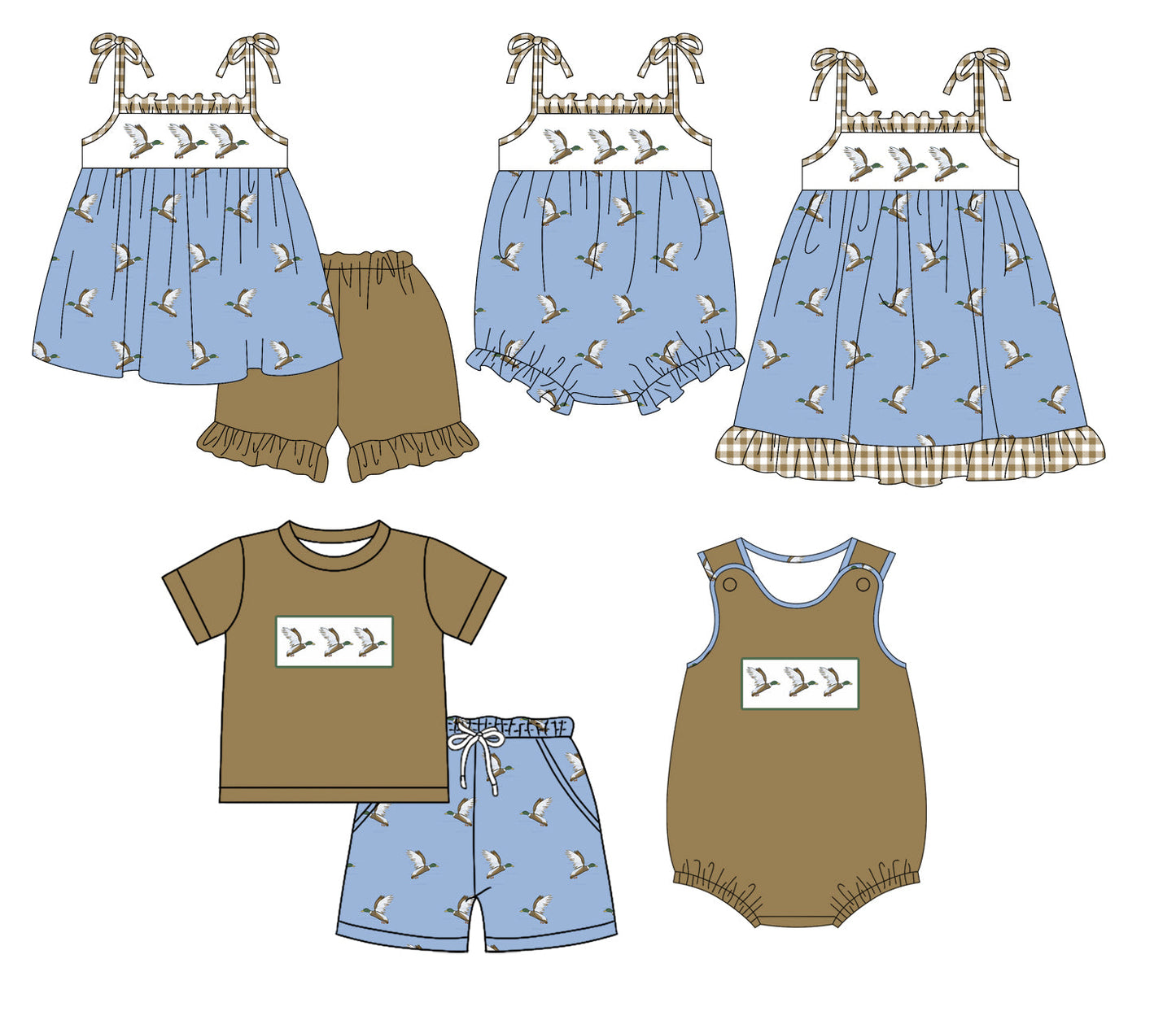 Baby Boy Girl Ducks Sibling Romper Dress Set ( Moq 5 Each Style ) 1.14