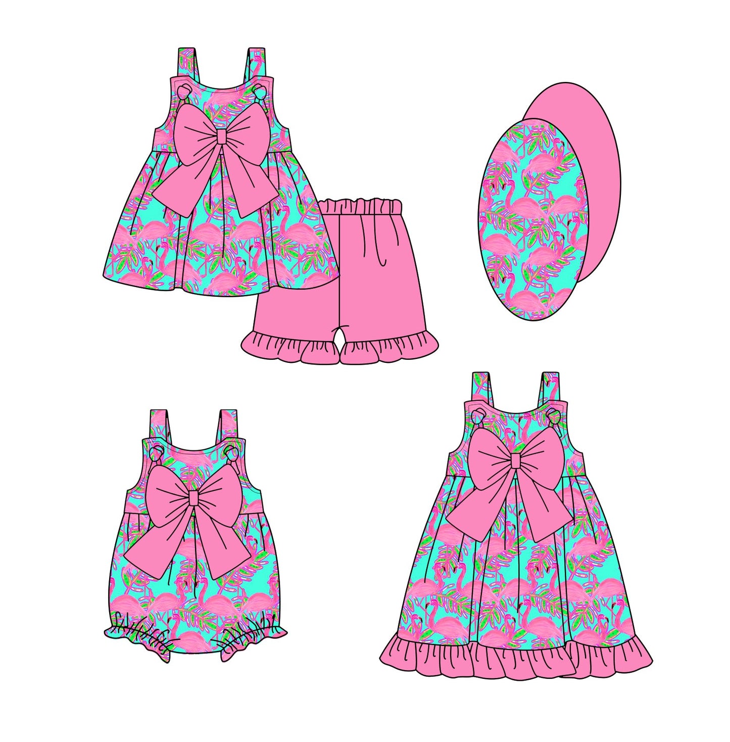 Baby Girl Bows Sibling Dress Romper Set ( Moq 5 Each Style ) 1.4