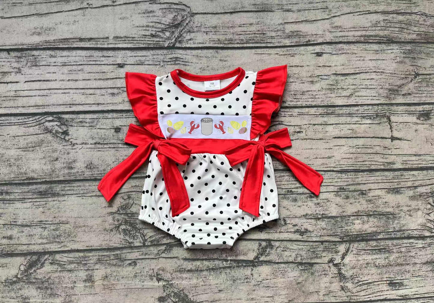 No Moq Pre-order SR0742 Baby Girl Crawfish Ruffle One Piece Romper