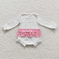 LR0392 Baby Girl Long Sleeves Embroidery Christmas Tree White Ruffle One Piece Romper