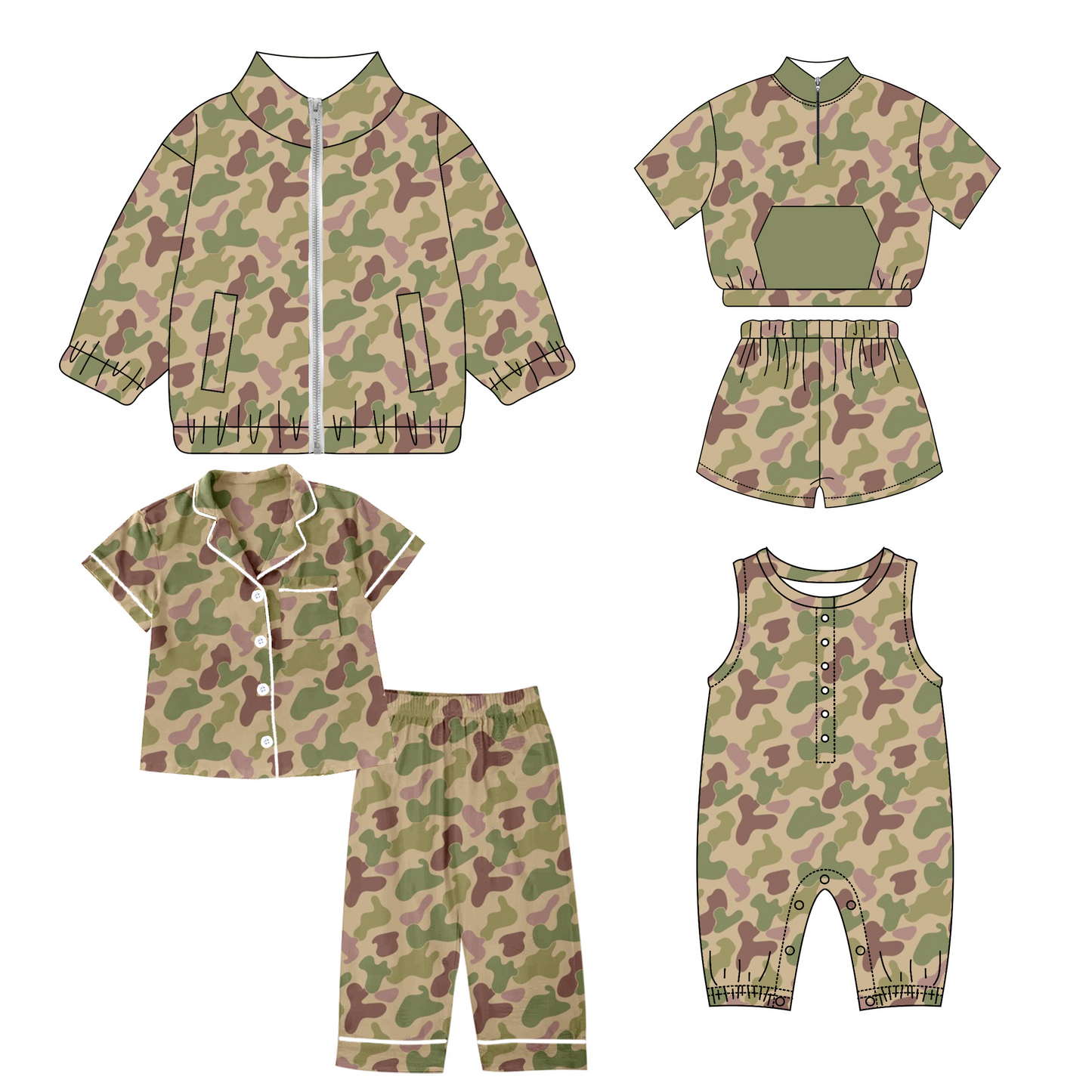 Baby Kids Toddler Sibling Camo Shirt Romper Set Moq 5