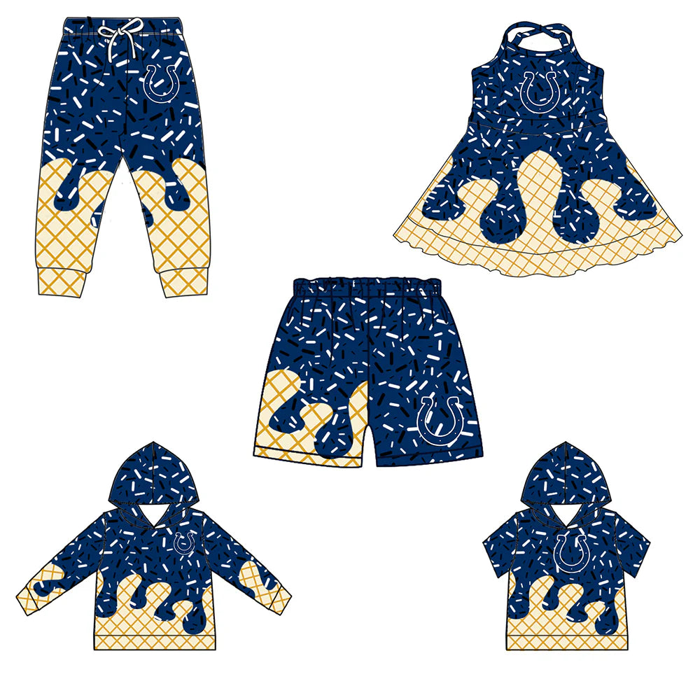 ( Moq 5 each style ) Baby Boy Girl Blue Team Sibling Dress Shirt Shorts Pants 6.19