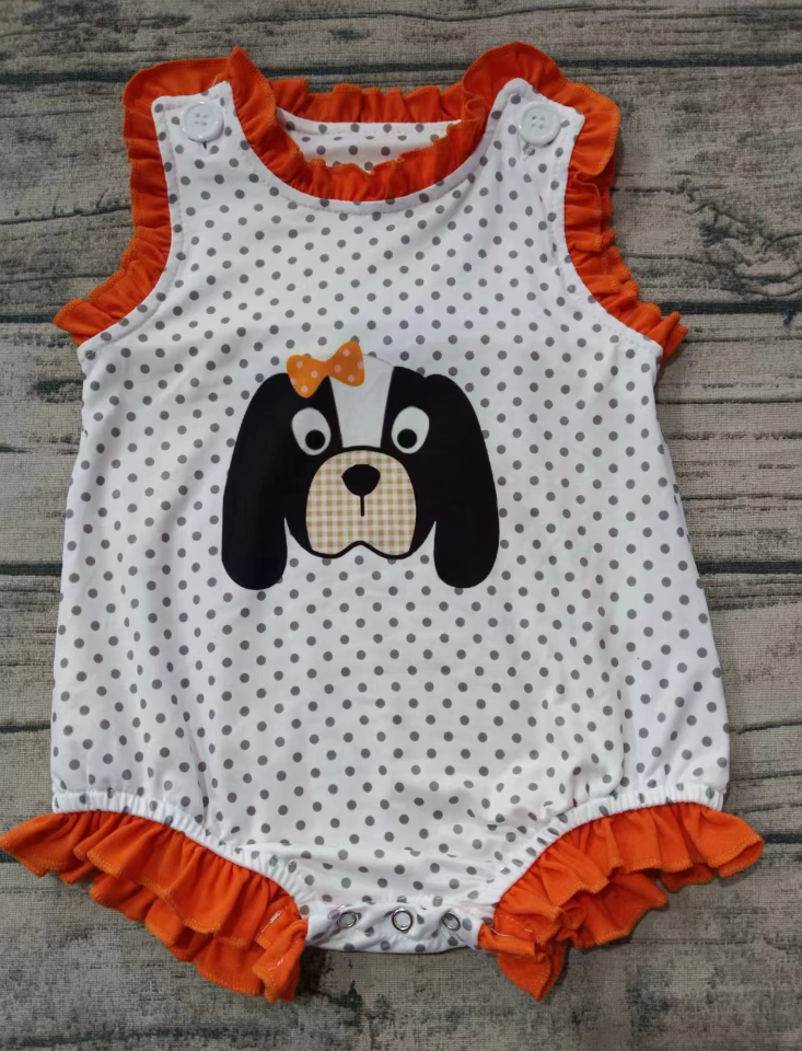 Baby Girl Dogs Dots Bubble Team Romper