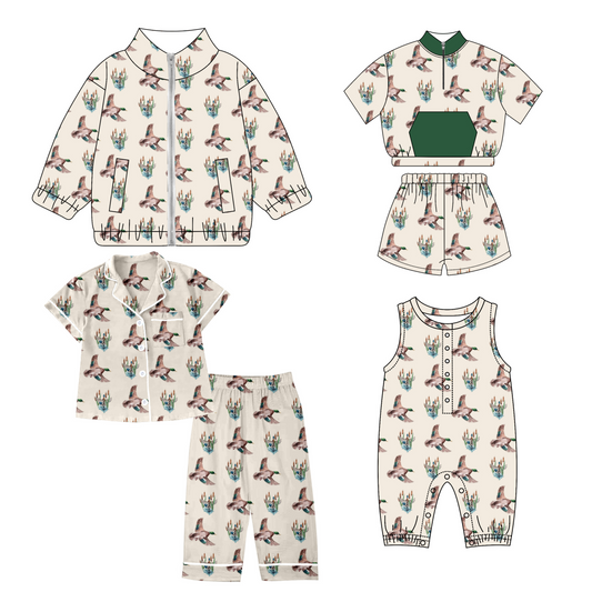 Baby Kids Toddler Sibling Ducks Hunting Shirt Romper Set Moq 5