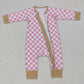 LR0655 Baby Boy Long Sleeves Checkered Zipper One Piece Romper