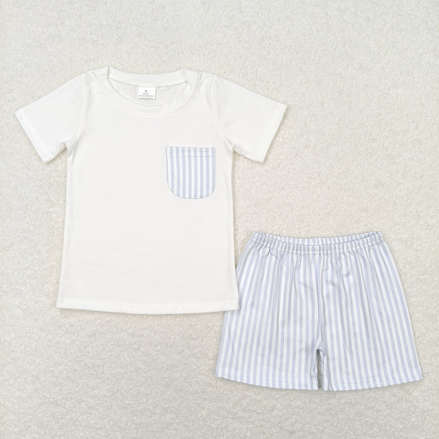 Baby Girl Ruffle Tunic Blue Stripes Shorts Summer Set