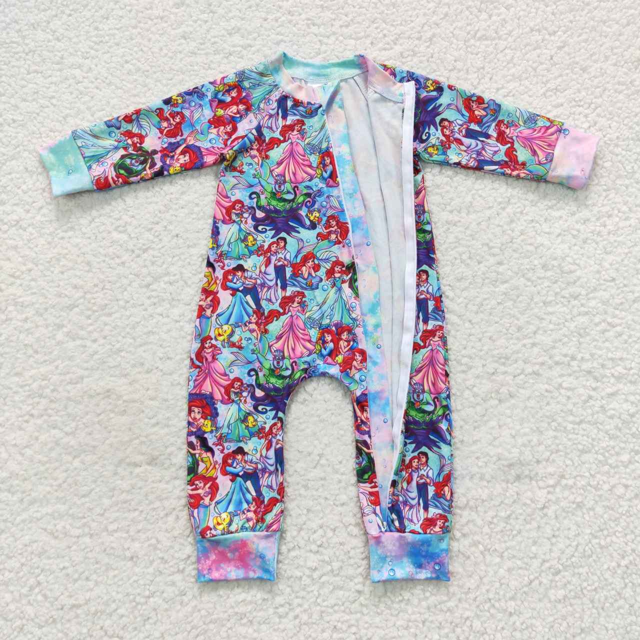 LR0488 Baby Girl Long Sleeves Princess One Piece Romper