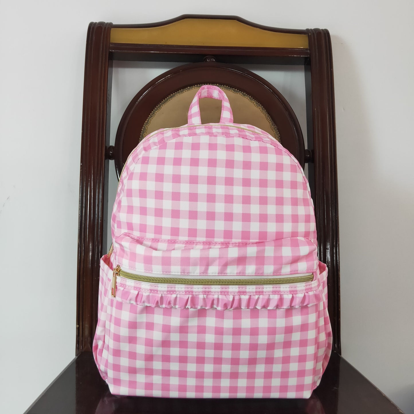 Baby Girl Pink Plaid Backpack Bags