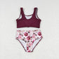 S0141 Baby Girl Floral Swimsuit Summer Bathing Suit Outfit