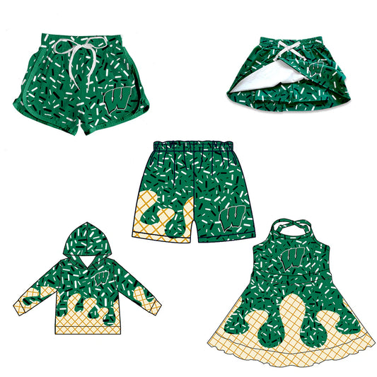 ( Moq 5 each style ) Baby Boy Girl W Team Sibling Green Drips Dress Shirt Shorts Pants 7.5