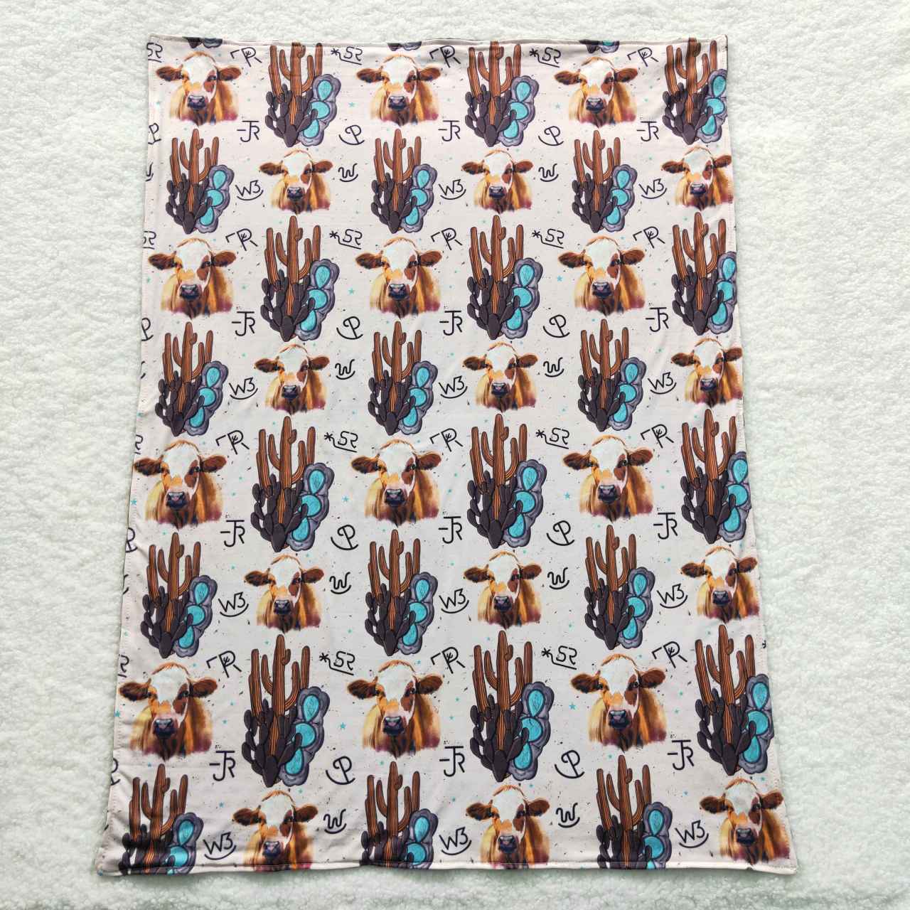 BL0050 Western Cow Cactus Baby Kids Blanket