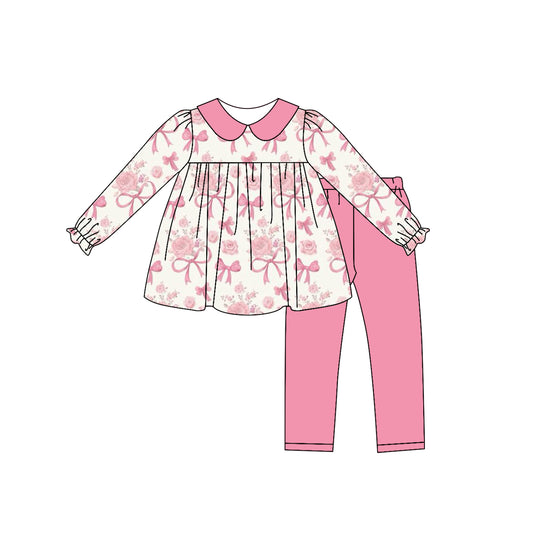 Baby Girl Toddler Valentine Hearts Flower Tunic Pink Pants Set