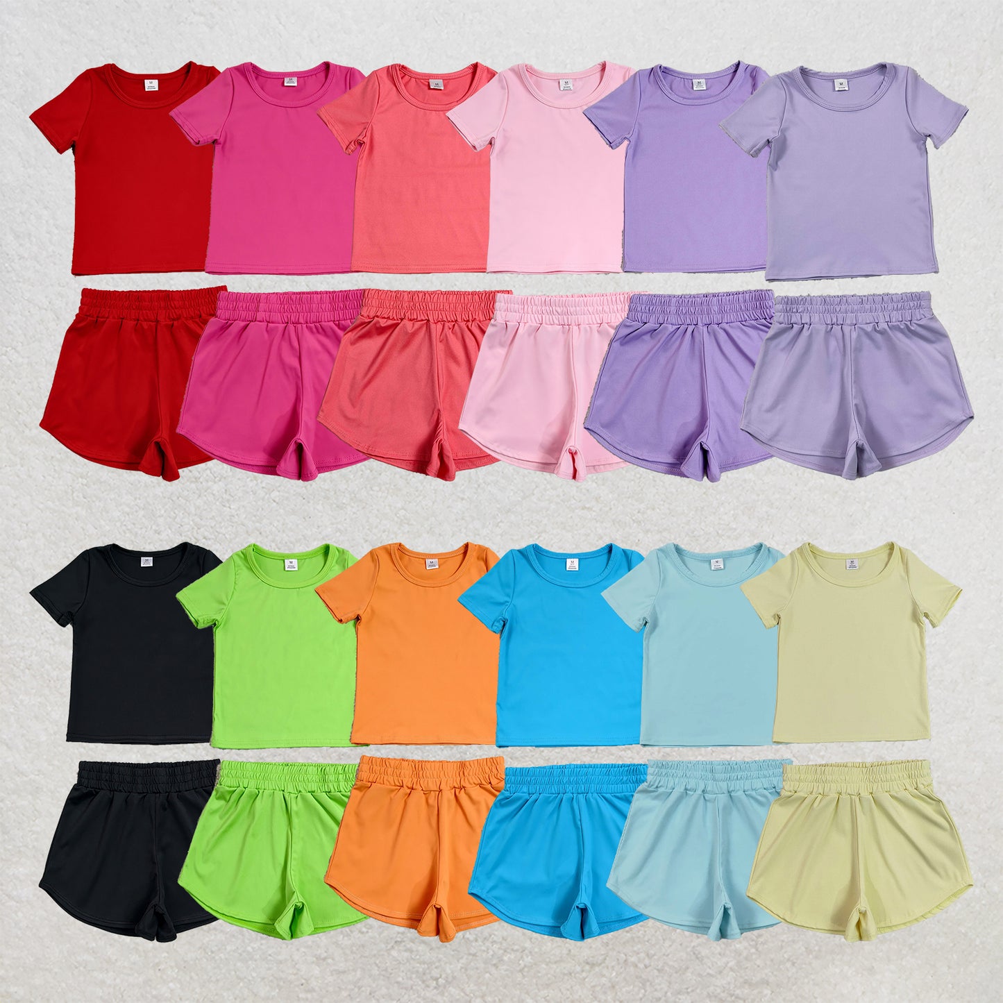 Sibling Baby Girls Kids Short Sleeves Tops Shorts Yoga Active Sets Clothes RTS