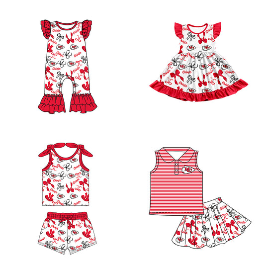 ( Moq 5 each style ) Baby Girl Toddler KC Team Bows Sibling Romper Dress Set 7.10