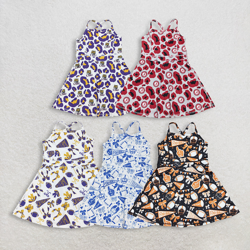 Sibling Baby Girl Kids Sleeveless Cheer Team Knee Length Yoga Active Dresses RTS