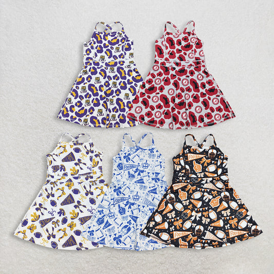 Sibling Baby Girl Kids Sleeveless Cheer Team Knee Length Yoga Active Dresses RTS