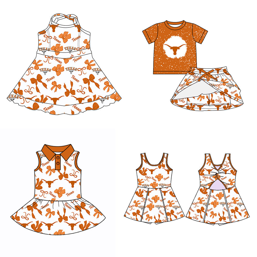 ( Moq 5 each style ) Baby Girl Team Texas Bows Sibling Dress Set 5.23
