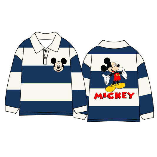 Baby Boy Long Sleeves Mouse Stripes Buttons Shirt