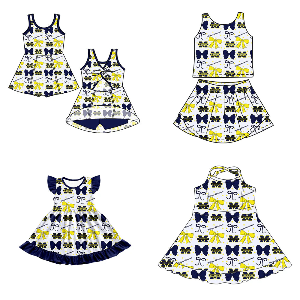 ( Moq 5 each style ) Baby Girl Toddler M Team Bows Sibling Dress Set 6.26